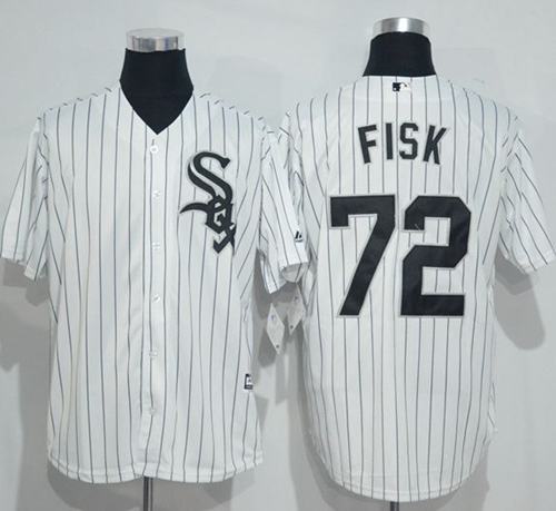 White Sox #72 Carlton Fisk White(Black Strip) New Cool Base Stitched MLB Jersey